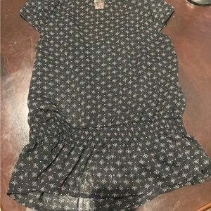 Mossimo Supply Co. Black Top with Pink and Green Floral Design